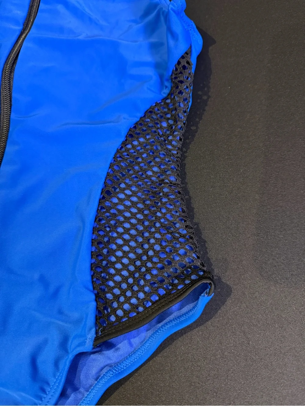 Miami Swim Royal Blue Zip-Front One-Piece with Black Mesh Accents